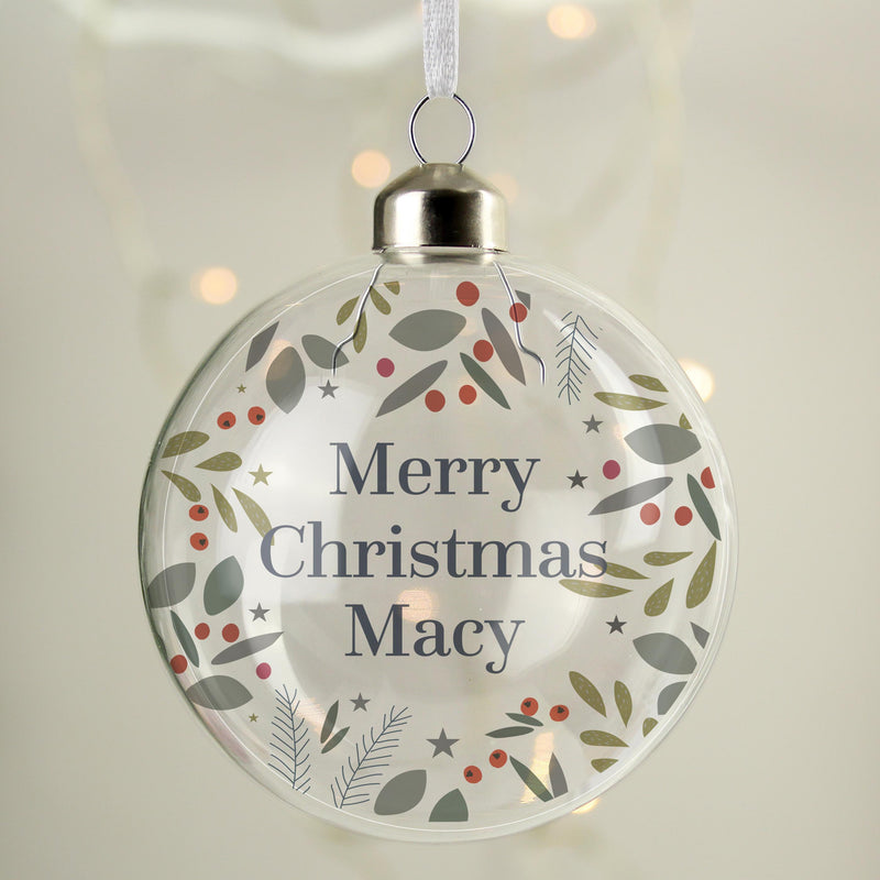 Personalised Memento Personalised Merry Christmas Glass Bauble