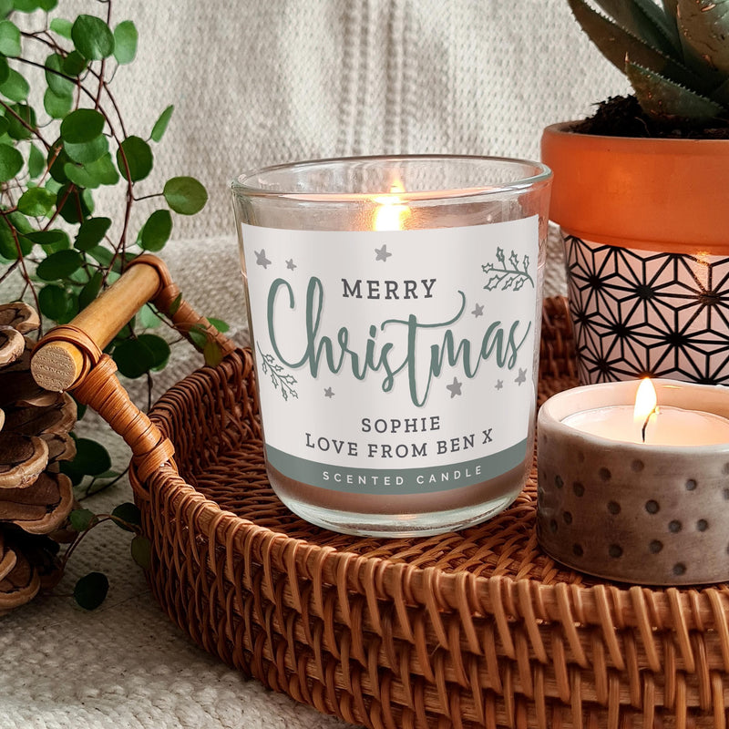 Personalised Memento Personalised Merry Christmas Scented Jar Candle