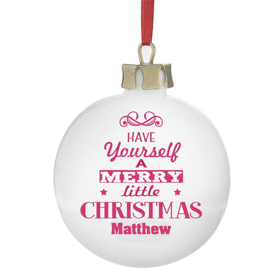 Personalised Memento Personalised Merry Little Christmas Bauble