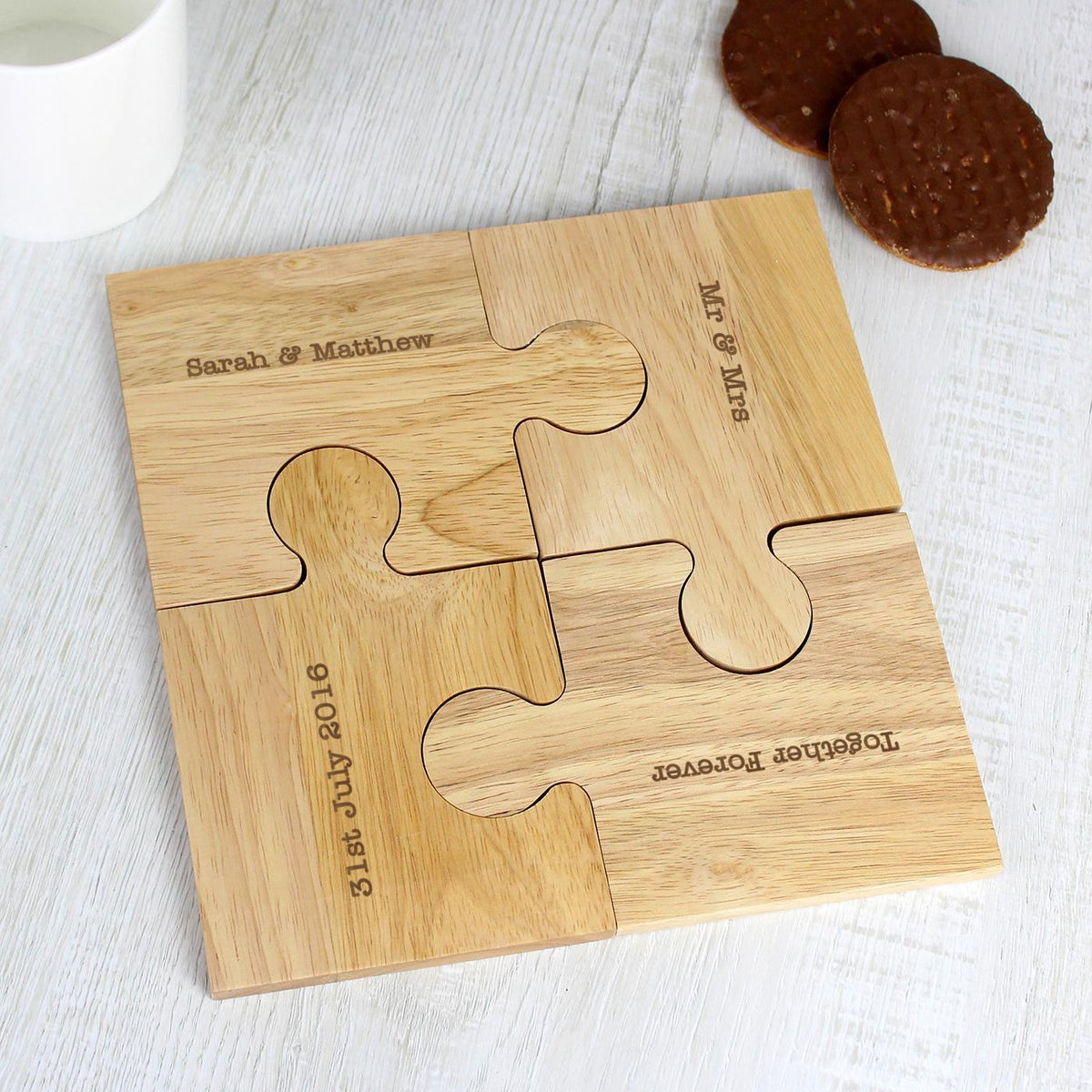 Personalised Memento Personalised Message Jigsaw Coasters