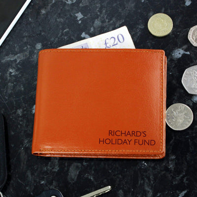 Personalised Memento Leather Personalised Message Tan Leather Wallet