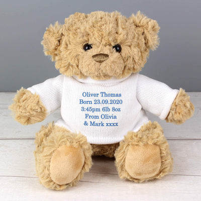 Personalised Memento Plush Personalised Message Teddy Bear - Blue