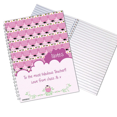 Personalised Memento Stationery & Pens Personalised Miss Owl Teacher A5 Notebook