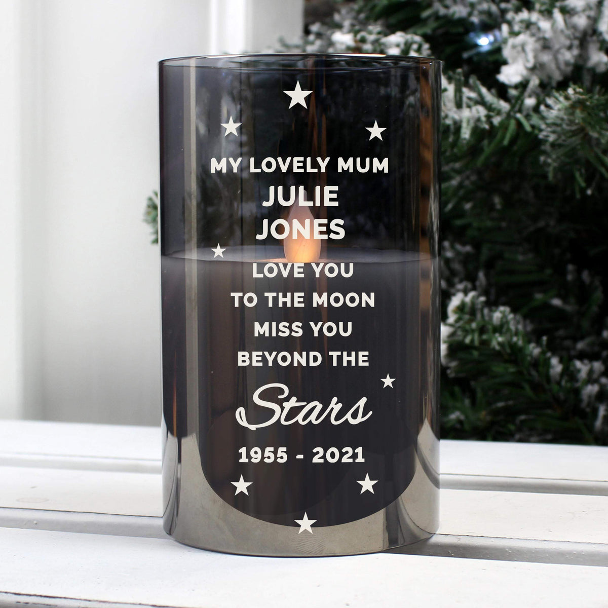 Personalised Memento Personalised Miss you beyond the stars Black LED candle