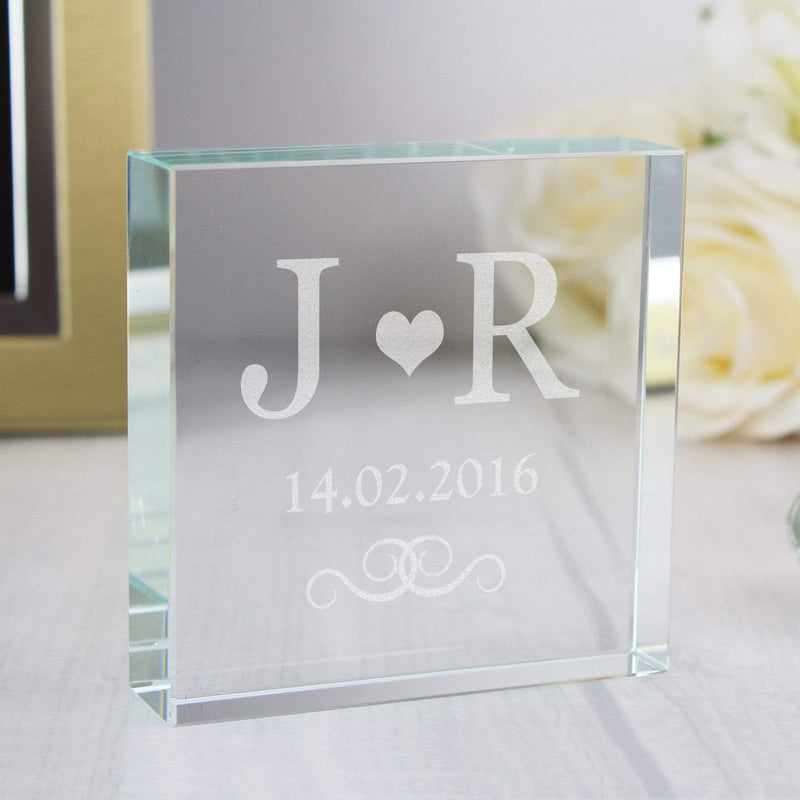 Personalised Memento Ornaments Personalised Monogram Large Crystal Token