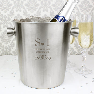 Personalised Memento Personalised Monogram Stainless Steel Ice Bucket