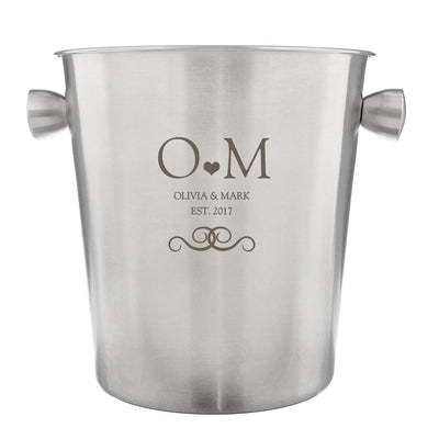 Personalised Memento Personalised Monogram Stainless Steel Ice Bucket