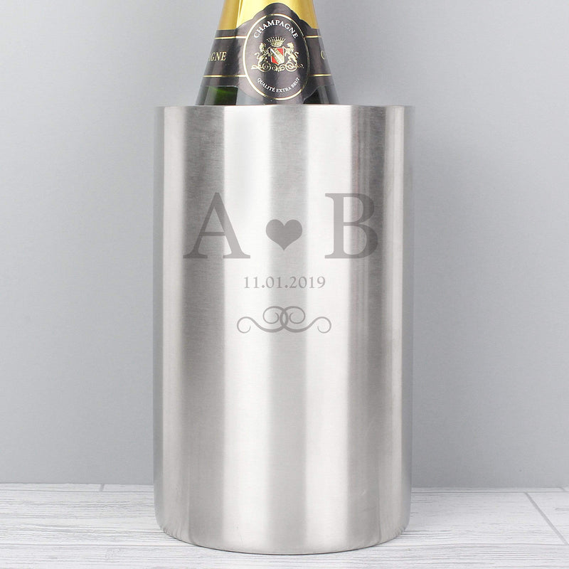 Personalised Memento Glasses & Barware Personalised Monogram Stainless Steel Wine Cooler