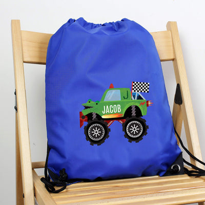 Personalised Memento Textiles Personalised Monster Truck Blue Kit Bag