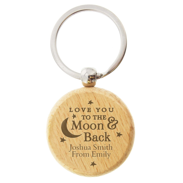 Personalised Memento Keepsakes Personalised Moon &amp; Back Wooden Keyring
