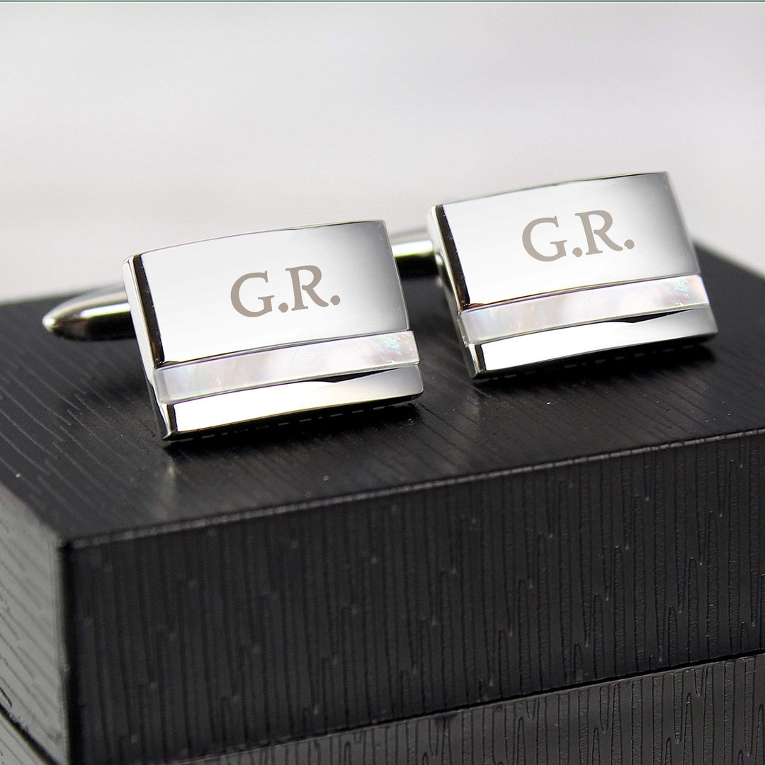 Personalised Memento Jewellery Personalised Mother of Pearl Cufflinks