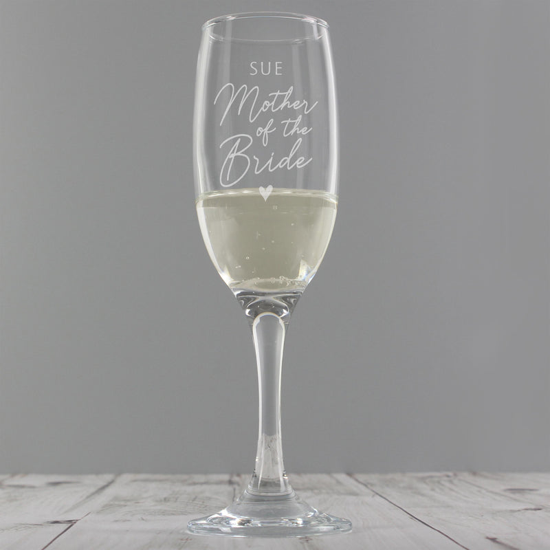 Personalised Memento Personalised Mother of the Bride Flute Glass