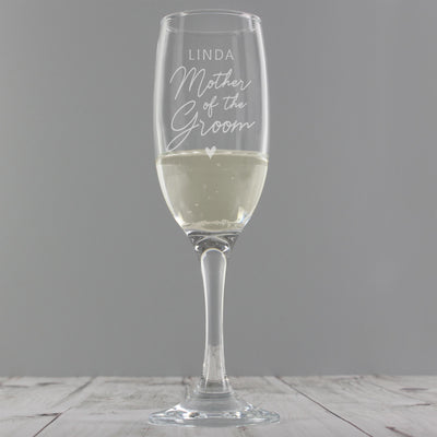 Personalised Memento Personalised Mother of the Groom Flute Glass