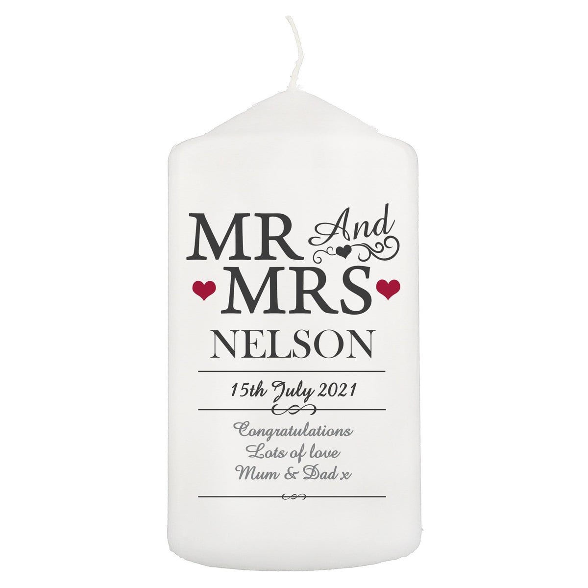Personalised Memento Candles & Reed Diffusers Personalised Mr & Mrs Candle