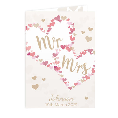 Personalised Memento Greetings Cards Personalised Mr & Mrs Confetti Hearts Wedding Card
