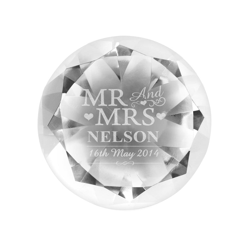 Personalised Memento Ornaments Personalised Mr & Mrs Diamond Paperweight