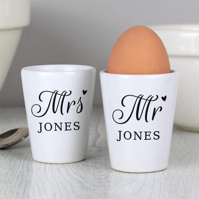Personalised Memento Personalised Mr & Mrs Egg Cups