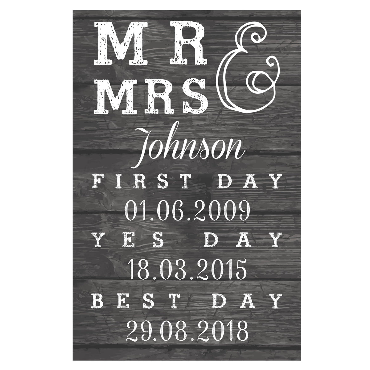 Personalised Memento Hanging Decorations & Signs Personalised Mr & Mrs, First Day, Yes Day & Best Day Metal Sign