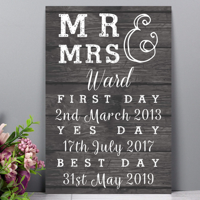 Personalised Memento Hanging Decorations & Signs Personalised Mr & Mrs, First Day, Yes Day & Best Day Metal Sign