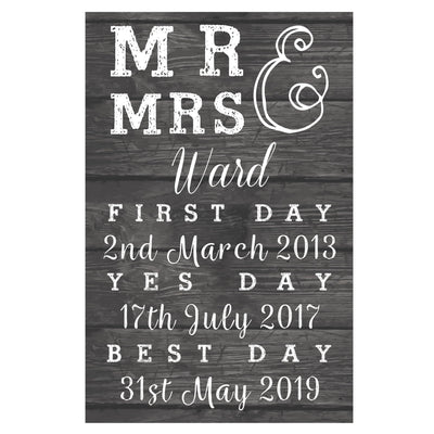 Personalised Memento Hanging Decorations & Signs Personalised Mr & Mrs, First Day, Yes Day & Best Day Metal Sign