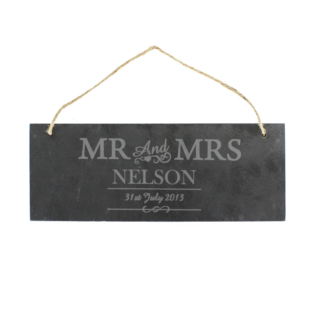 Personalised Memento Hanging Decorations &amp; Signs Personalised Mr &amp; Mrs Hanging Slate Plaque
