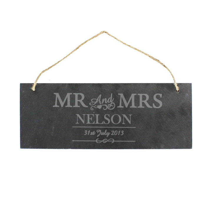 Personalised Memento Hanging Decorations &amp; Signs Personalised Mr &amp; Mrs Hanging Slate Plaque