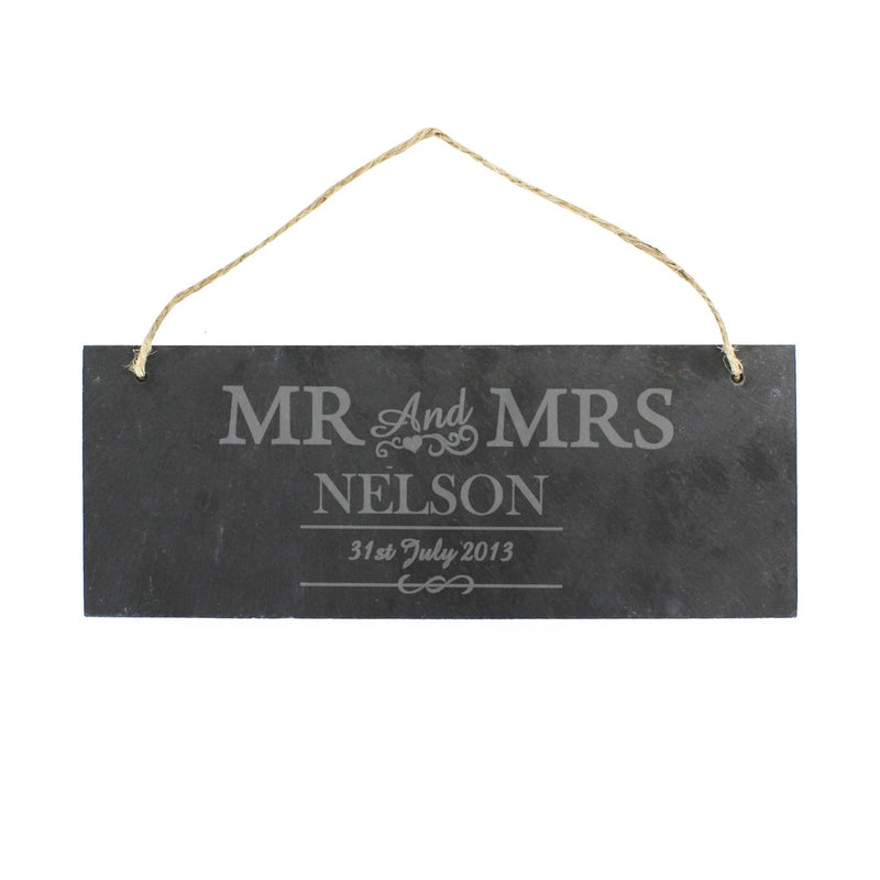 Personalised Memento Hanging Decorations & Signs Personalised Mr & Mrs Hanging Slate Plaque
