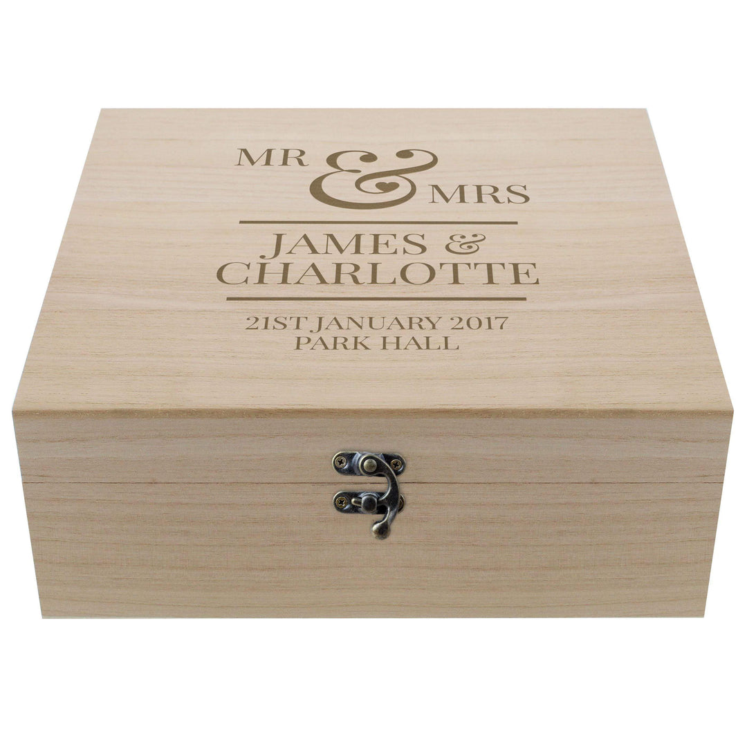 Personalised Memento Personalised Mr &amp; Mrs Large Wooden Keepsake Box
