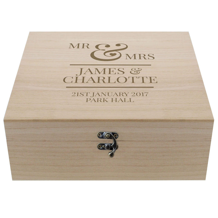 Personalised Memento Personalised Mr &amp; Mrs Large Wooden Keepsake Box