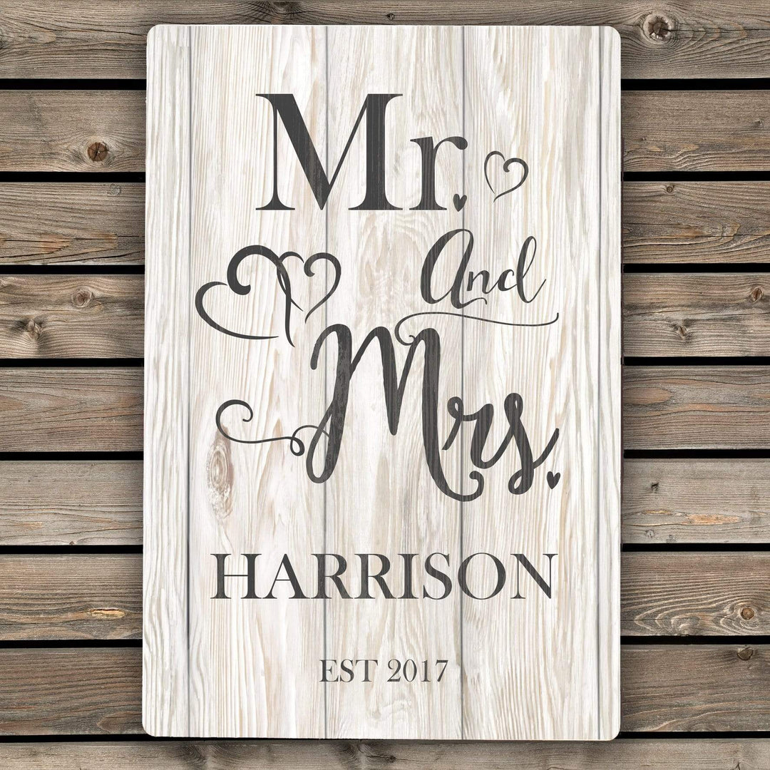 Personalised Memento Hanging Decorations &amp; Signs Personalised Mr &amp; Mrs Metal Sign