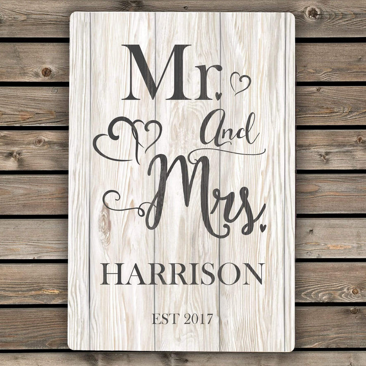 Personalised Memento Hanging Decorations &amp; Signs Personalised Mr &amp; Mrs Metal Sign