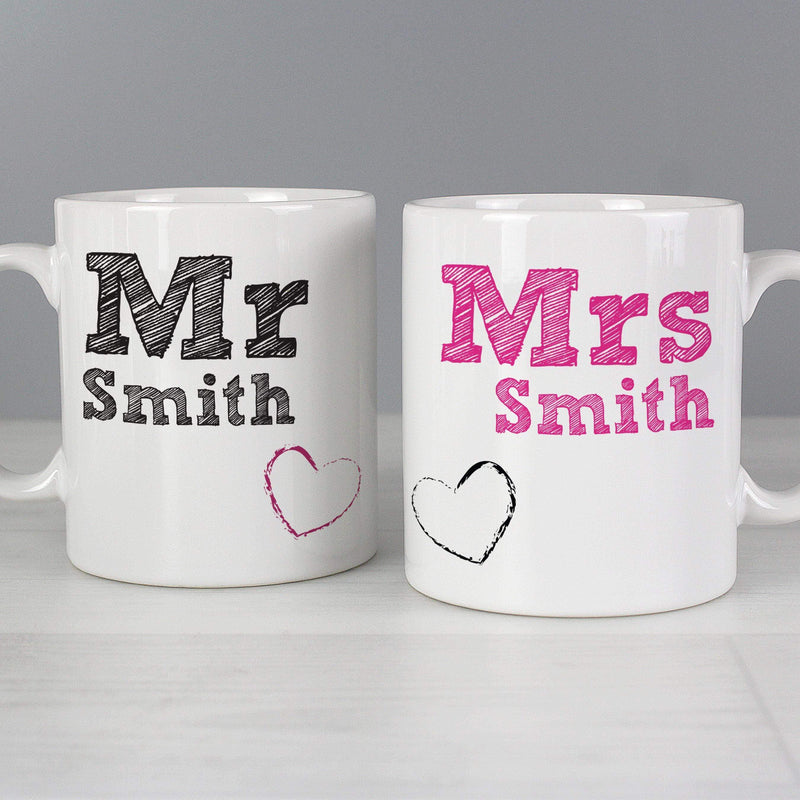 Personalised Memento Personalised MR & MRS MUG SET