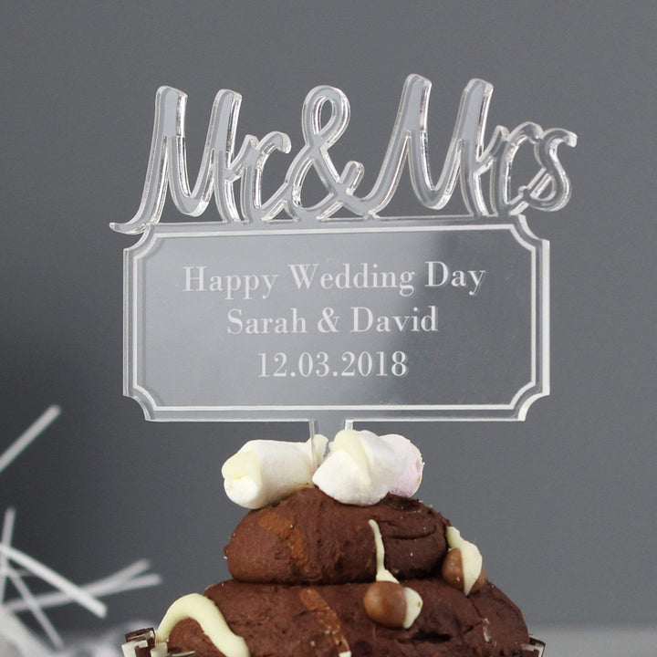 Personalised Memento Kitchen, Baking &amp; Dining Gifts Personalised Mr &amp; Mrs Plaque Acrylic Cake Topper