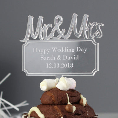 Personalised Memento Kitchen, Baking & Dining Gifts Personalised Mr & Mrs Plaque Acrylic Cake Topper
