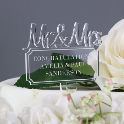 Personalised Memento Kitchen, Baking & Dining Gifts Personalised Mr & Mrs Plaque Acrylic Cake Topper