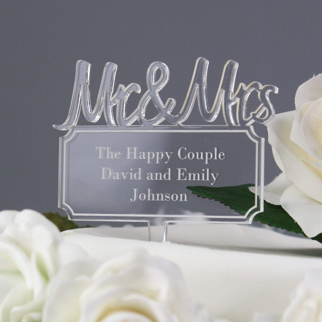 Personalised Memento Kitchen, Baking &amp; Dining Gifts Personalised Mr &amp; Mrs Plaque Acrylic Cake Topper