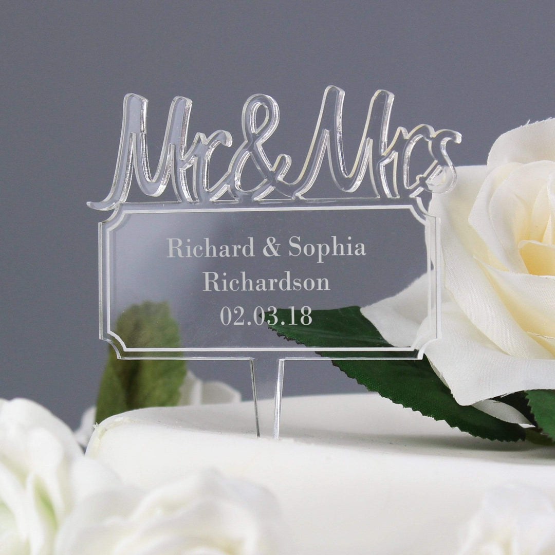 Personalised Memento Kitchen, Baking &amp; Dining Gifts Personalised Mr &amp; Mrs Plaque Acrylic Cake Topper
