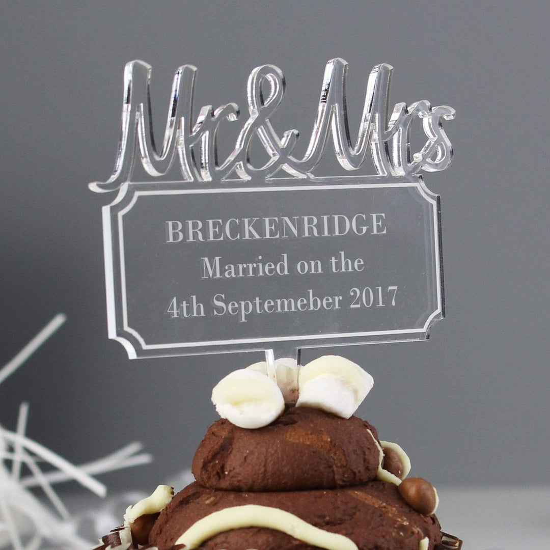 Personalised Memento Kitchen, Baking &amp; Dining Gifts Personalised Mr &amp; Mrs Plaque Acrylic Cake Topper