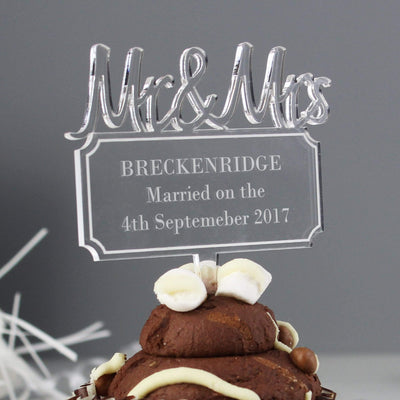 Personalised Memento Kitchen, Baking & Dining Gifts Personalised Mr & Mrs Plaque Acrylic Cake Topper