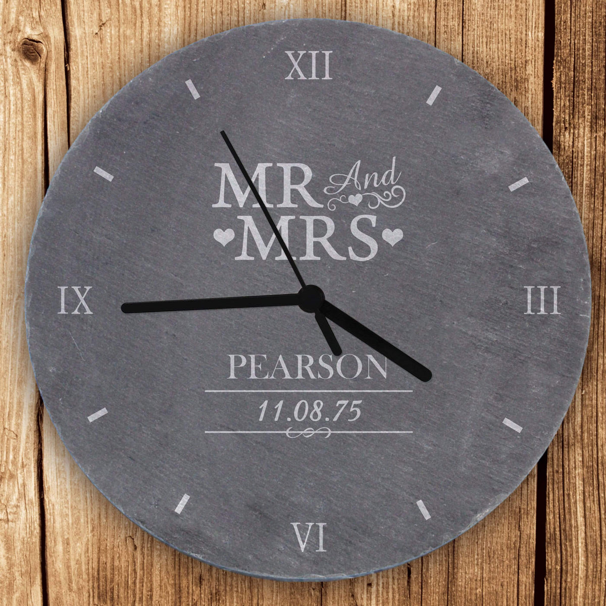 Personalised Memento Clocks & Watches Personalised Mr & Mrs Slate Clock