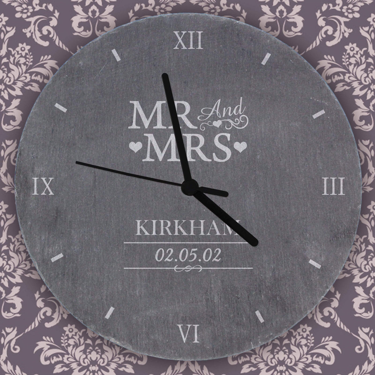 Personalised Memento Clocks & Watches Personalised Mr & Mrs Slate Clock