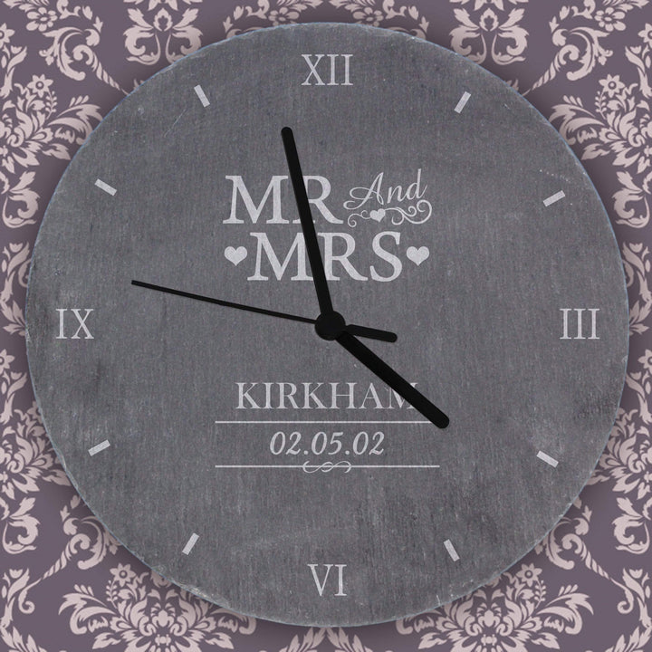 Personalised Memento Clocks &amp; Watches Personalised Mr &amp; Mrs Slate Clock