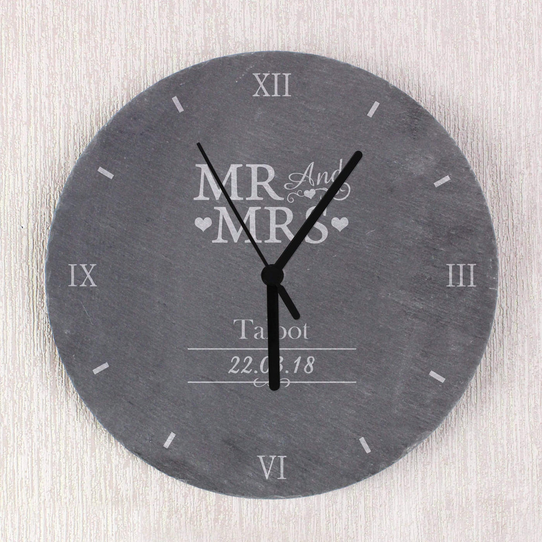Personalised Memento Clocks &amp; Watches Personalised Mr &amp; Mrs Slate Clock