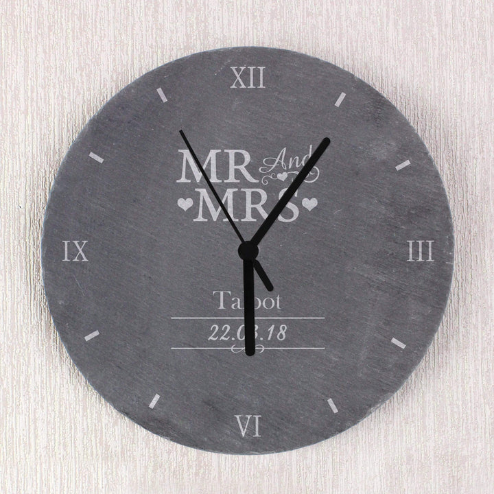 Personalised Memento Clocks &amp; Watches Personalised Mr &amp; Mrs Slate Clock