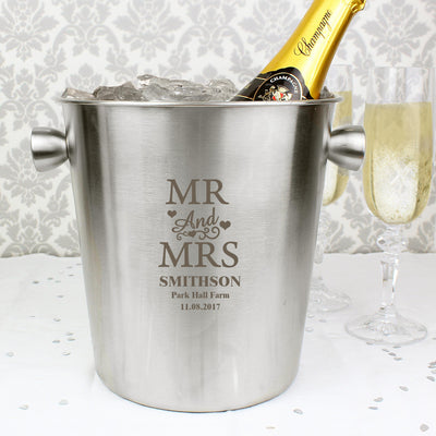 Personalised Memento Personalised Mr & Mrs Stainless Steel Ice Bucket