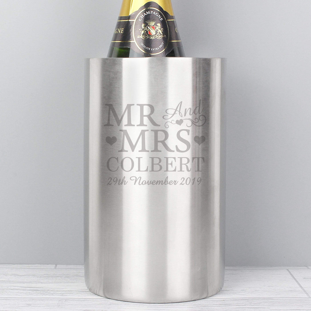 Personalised Memento Glasses &amp; Barware Personalised Mr &amp; Mrs Wine Cooler