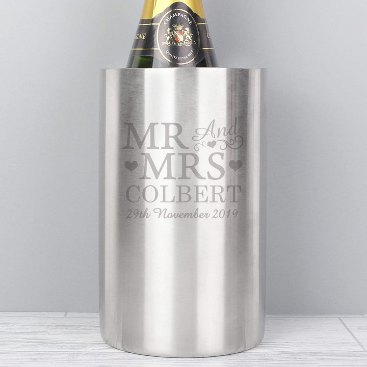 Personalised Memento Glasses &amp; Barware Personalised Mr &amp; Mrs Wine Cooler