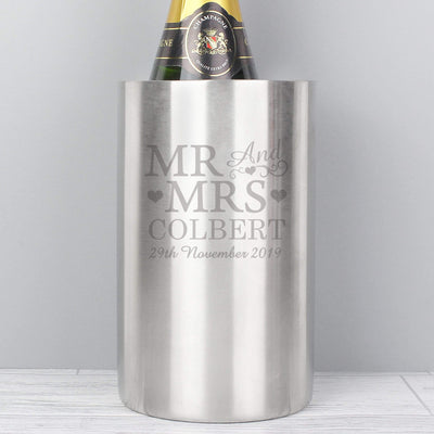 Personalised Memento Glasses & Barware Personalised Mr & Mrs Wine Cooler