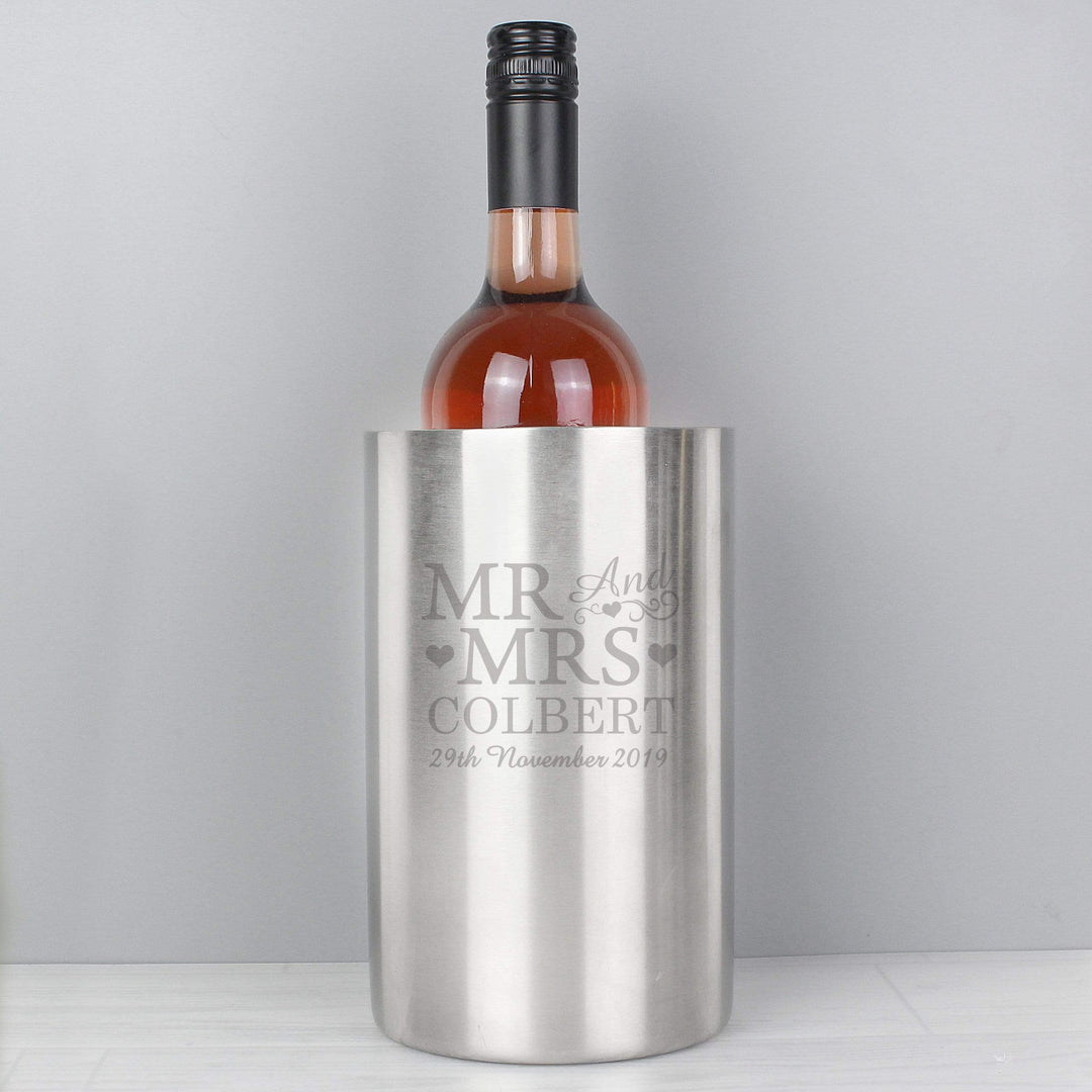 Personalised Memento Glasses &amp; Barware Personalised Mr &amp; Mrs Wine Cooler