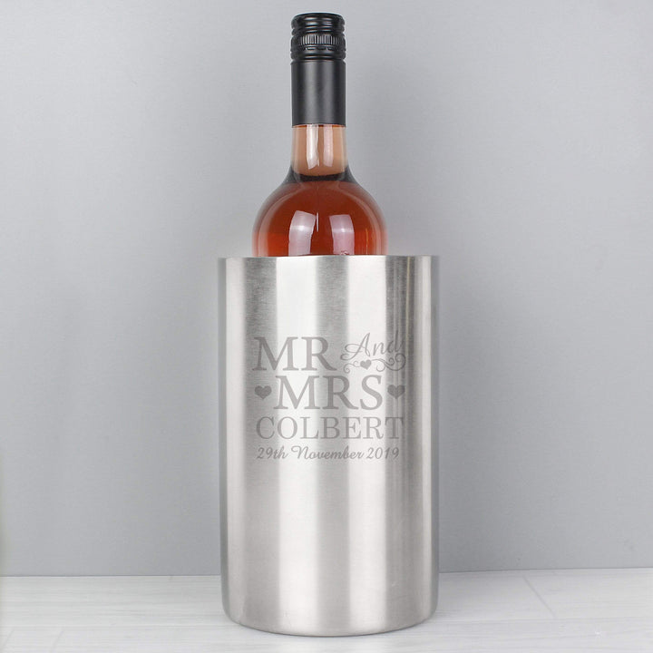 Personalised Memento Glasses &amp; Barware Personalised Mr &amp; Mrs Wine Cooler